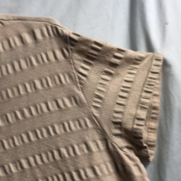 Khaki tan basic editions v neck blouse 1x guc - Picture 5 of 12